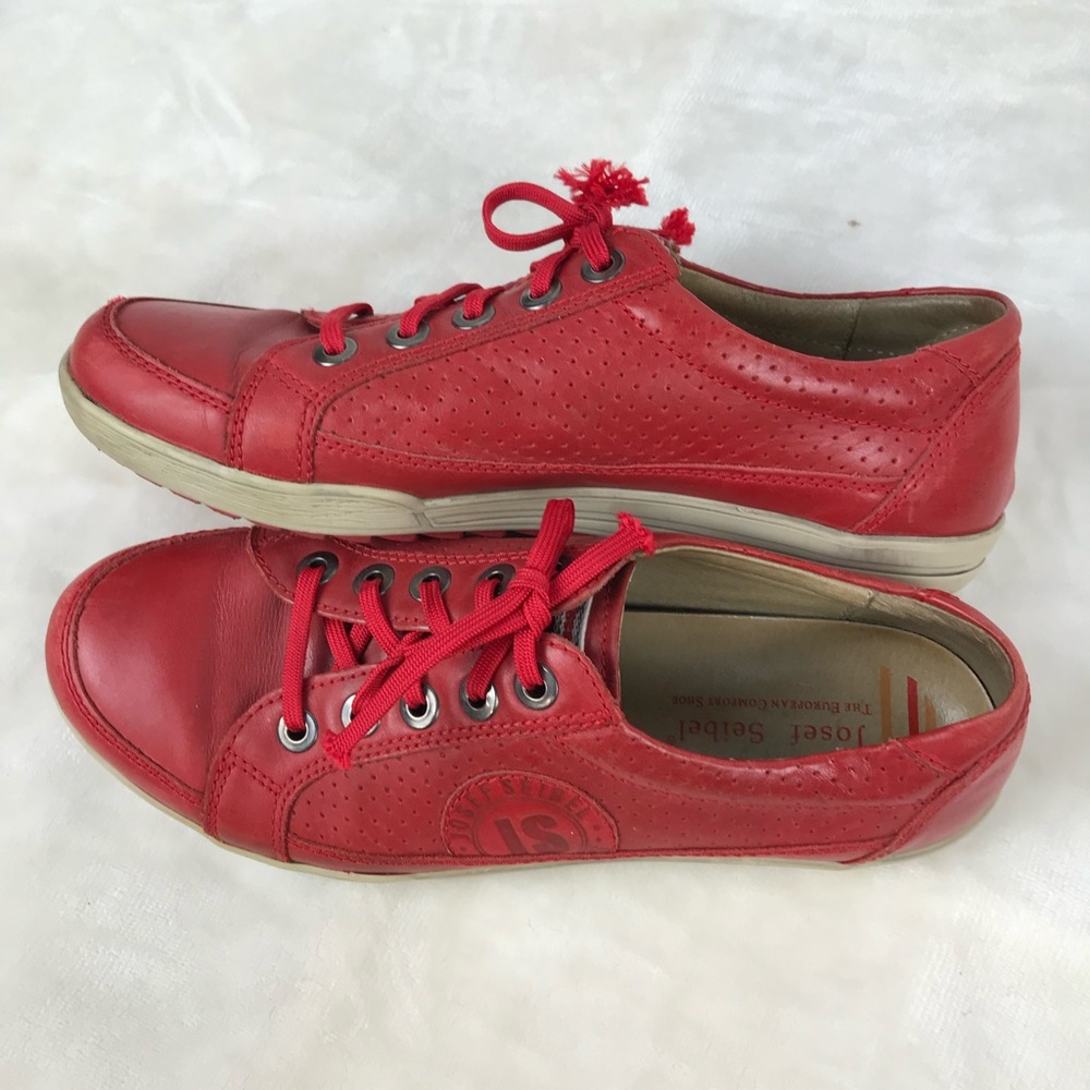 Josef Seibel Red Leather Sneakers